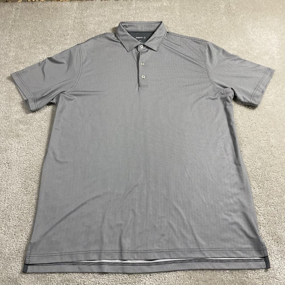Johnnie O Polo Shirt Mens XL Gray Geometric Golf Performance Stretch Summer